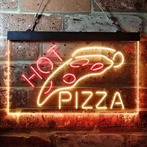 Hot Pizza Dual LED Neon Light Sign